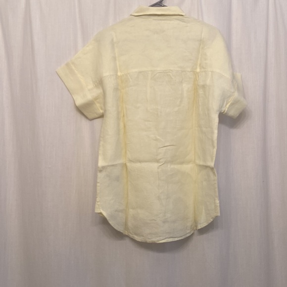 J. Crew BAIRD McNUTT Irish Linen top. New without tags!  Yellow, cream buttons - Picture 3 of 13